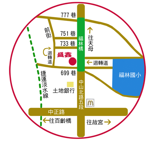 盛鑫餐飲中山店交通地圖